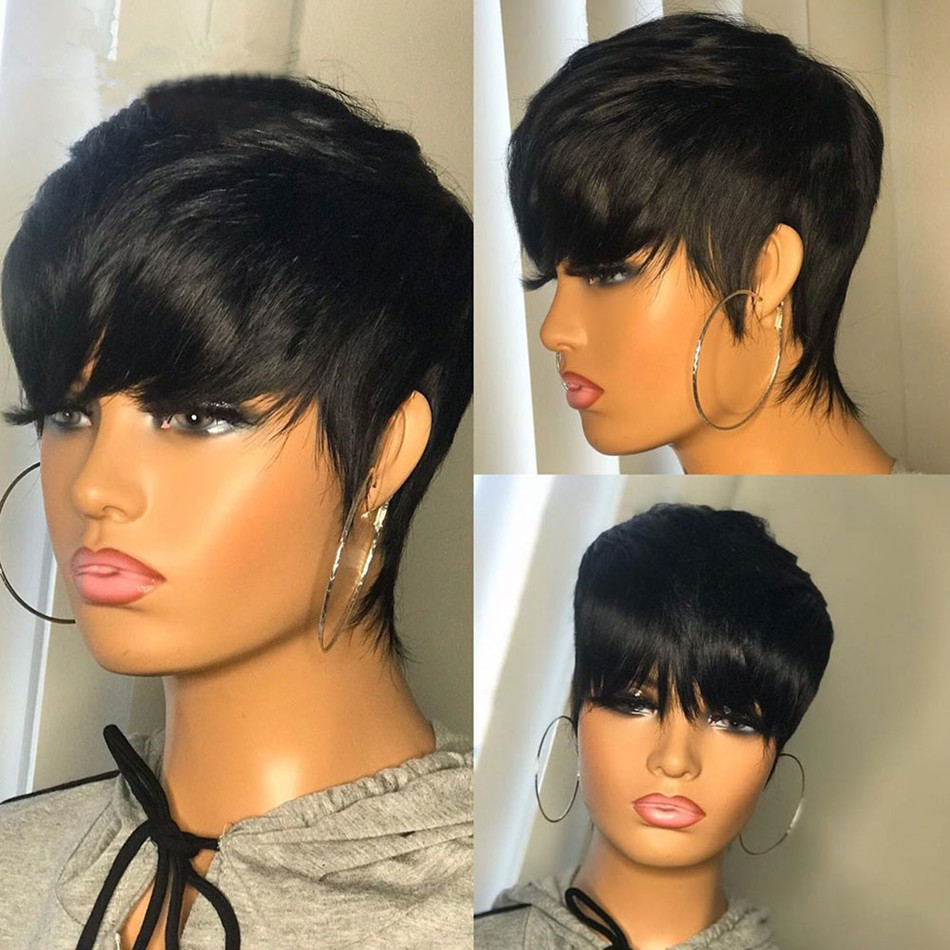 Short Pixie Cut Wig Human Hair Cheap - Perucas de Cabelo Humano Curto, Corte