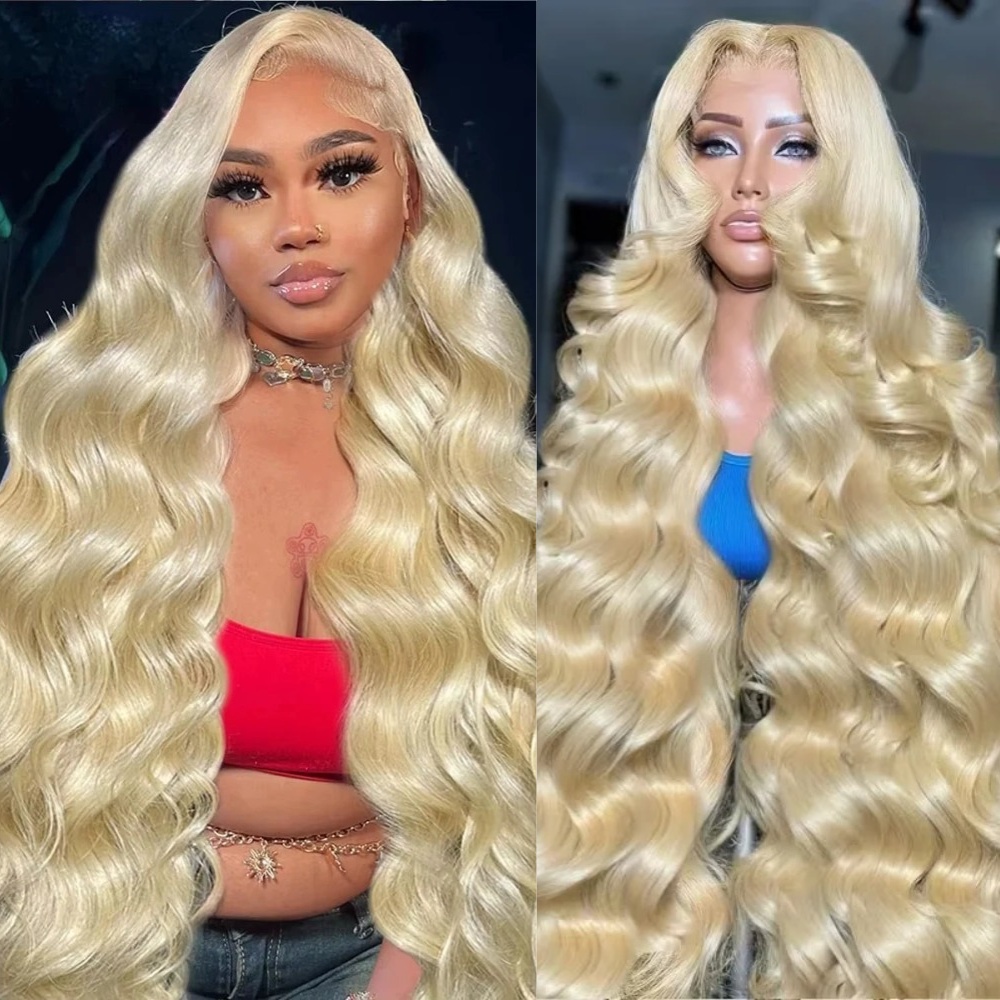 613 Blonde Body Wave Lace Front Wig - Perucas Loiro 613 de 26 a