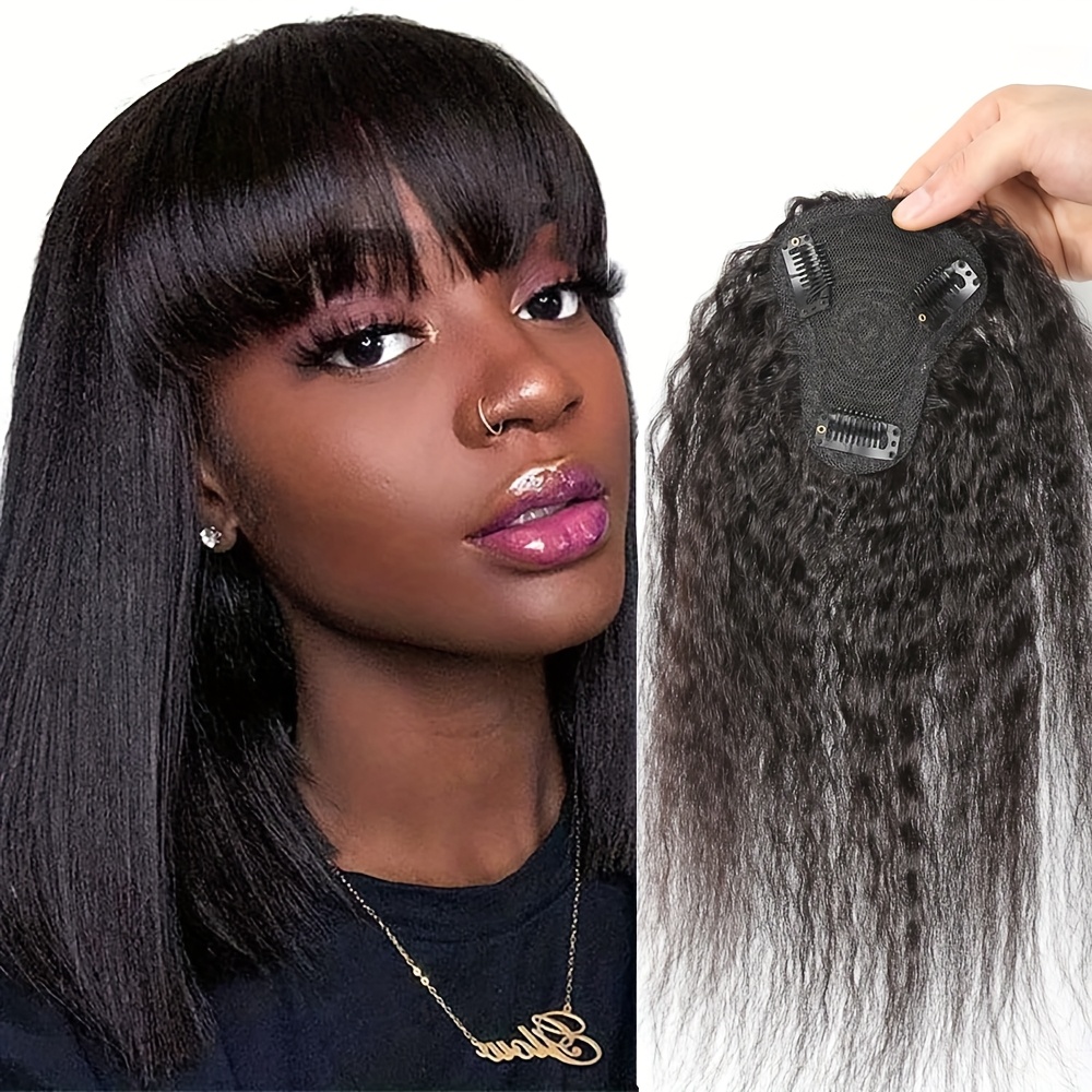 Hair Clips - Kinky reta topper cabelo com franja
