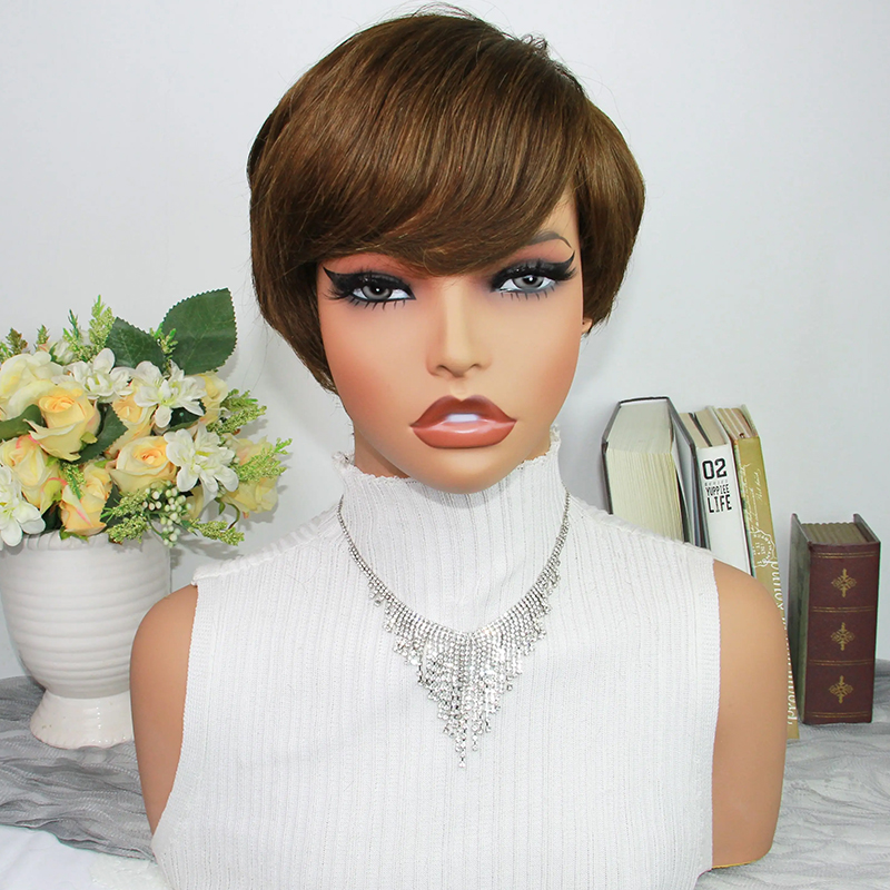 Short Pixie Cut Wig Human Hair Cheap - Peruca Pixie Cut Marrom Chocolate de