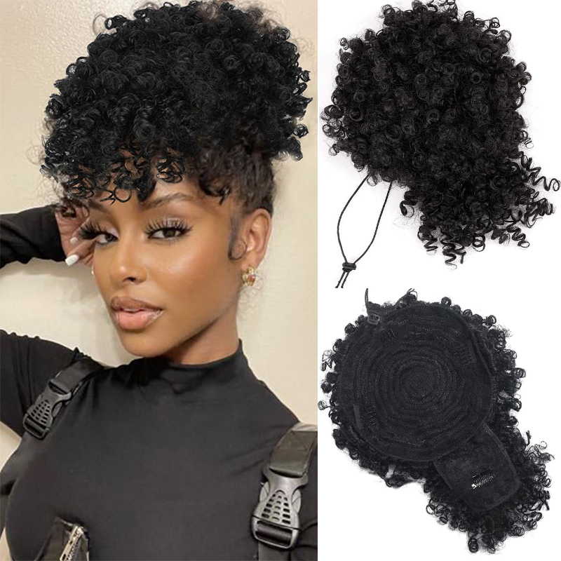 Afro Puff Curly Ponytail Exten - Drawstring Afro Curly Puff Ponytail avaliação e preço