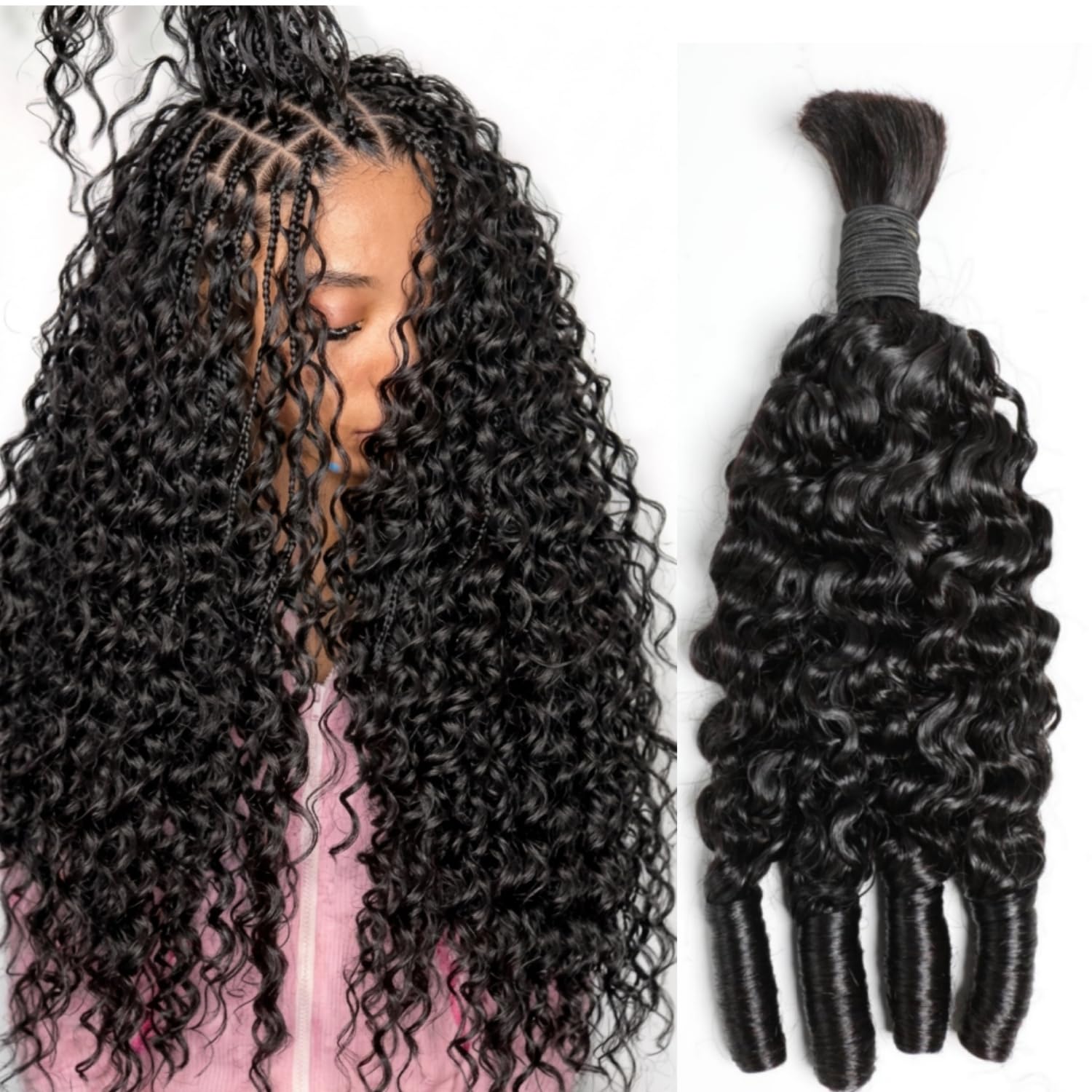 Cabelo Humano Cacheado Birmanê - Water Wave Bulk Human Hair For Braiding avaliação e preço
