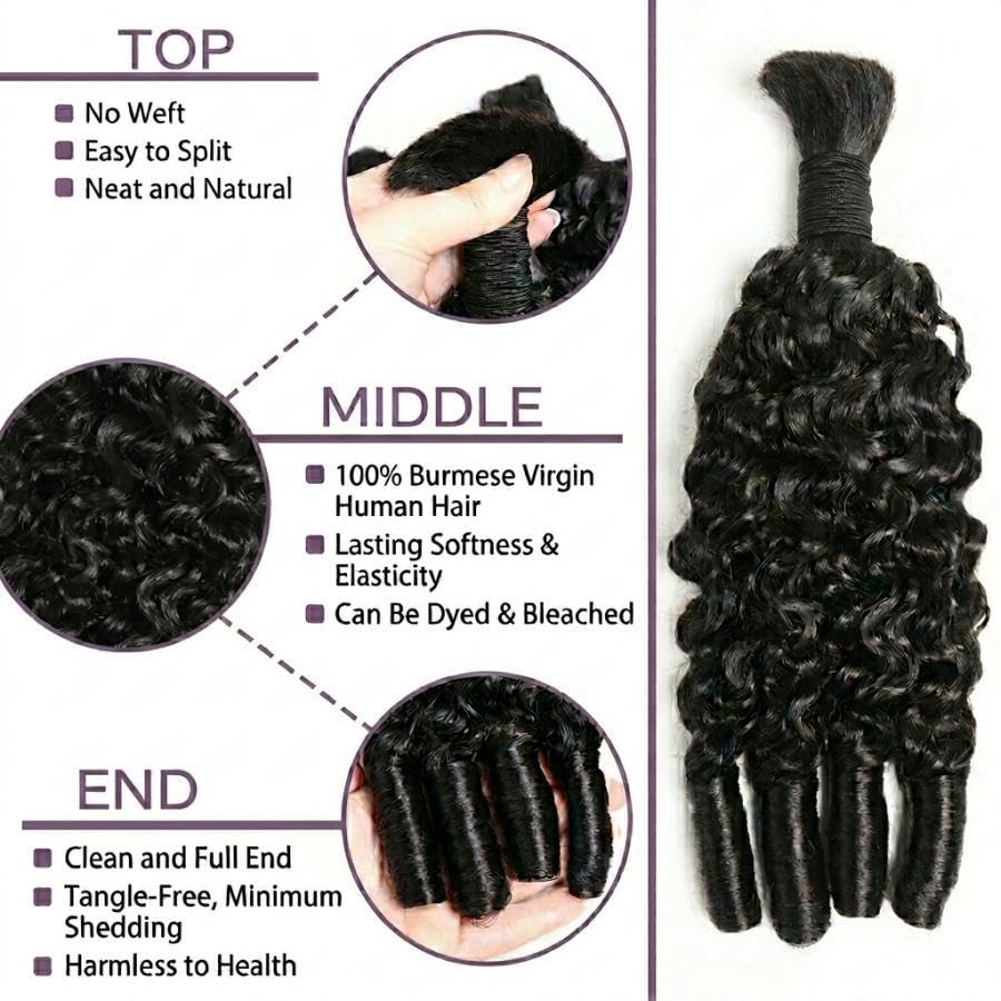 Cabelo Humano Cacheado Birmanê - Water Wave Bulk Human Hair For Braiding avaliação e preço