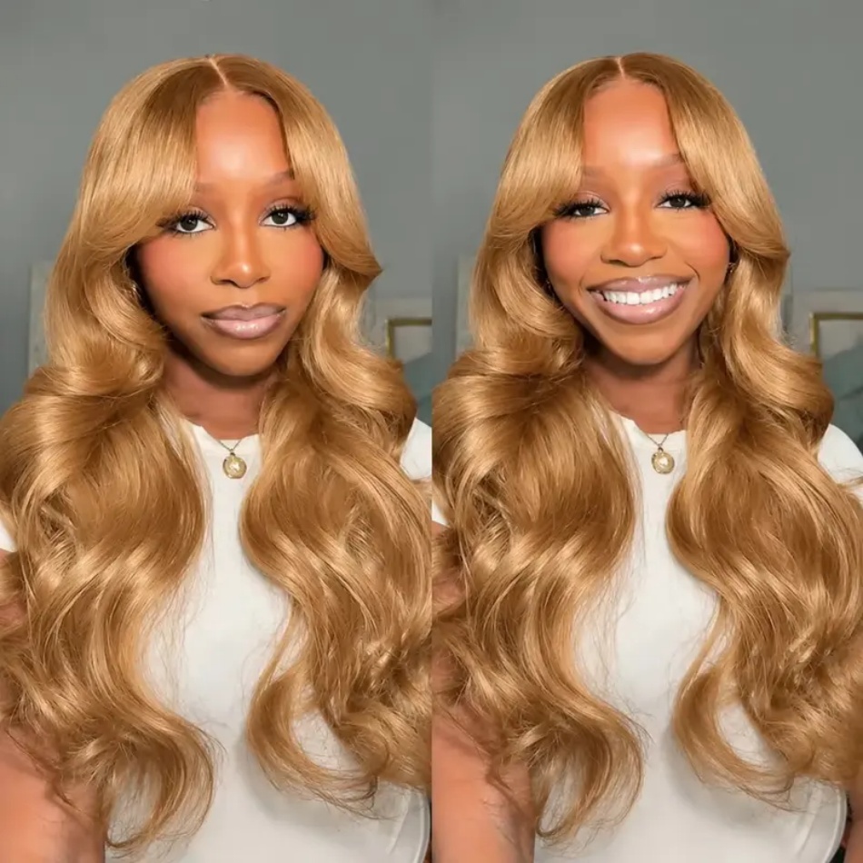 Peruca loira mel, ondulada, co - Hd Lace Frontal Wig Human Hair Pre Plucked avaliação e preço