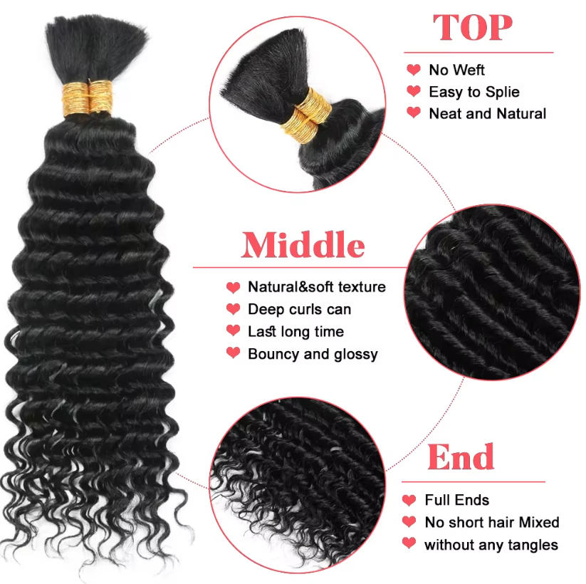 Cabelo Humano Solto em Massa,  - Water Wave Bulk Human Hair For Braiding avaliação e preço