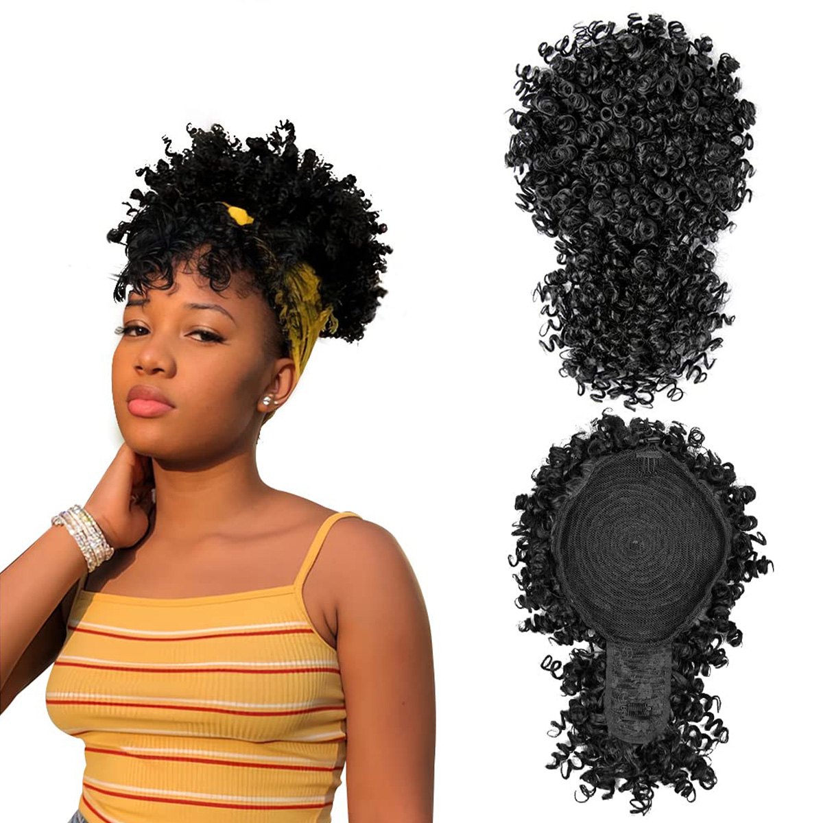 Afro Puff rabo de cavalo sinté - Drawstring Afro Curly Puff Ponytail avaliação e preço