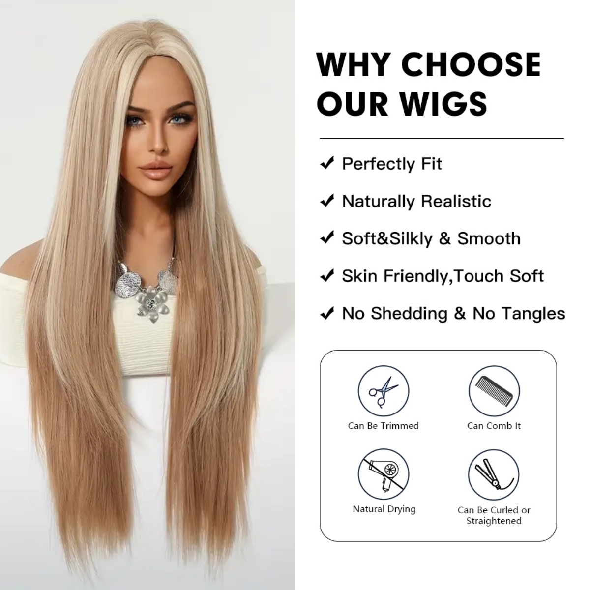 Perucas sintéticas loiras long - Synthetic Wigs avaliação e preço