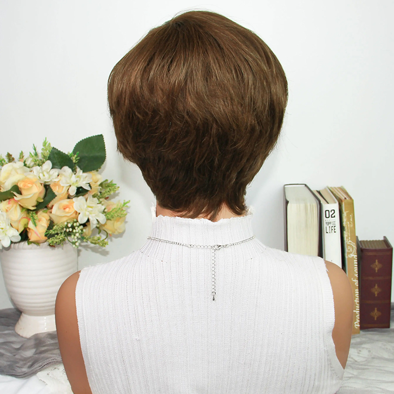 Peruca Pixie Cut Marrom Chocol - Short Pixie Cut Wig Human Hair Cheap avaliação e preço